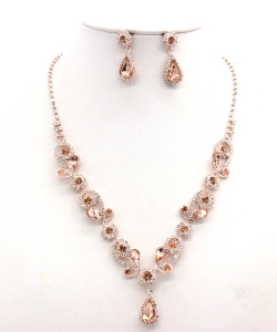 Rhinestone Necklace with Earrings NB300618 RGLP